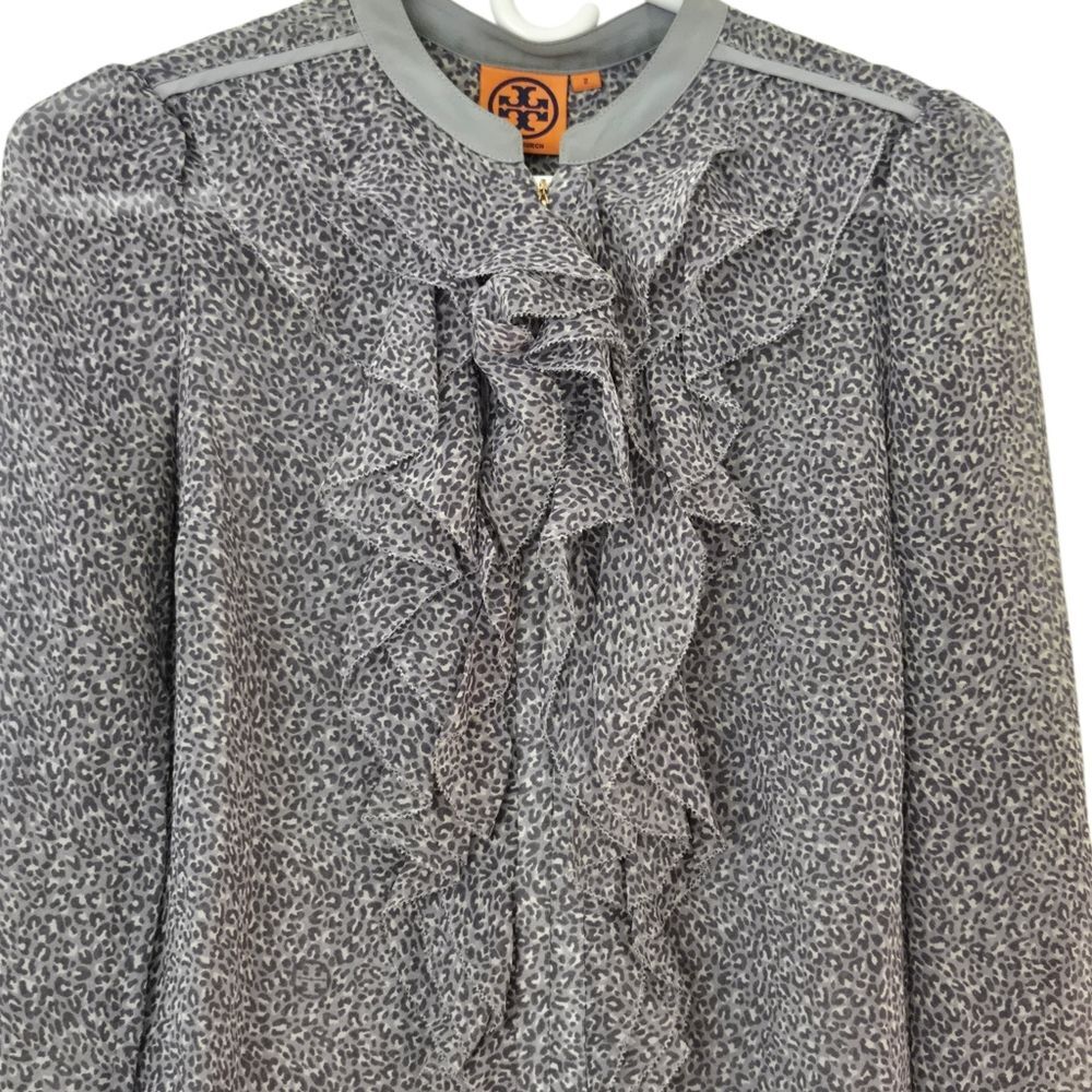 Tory Burch Silk Blouse Ruffles Semi-Sheer Garden party